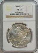 Shimmering Gem BU 1881-S Morgan Silver Dollar. NGC MS65