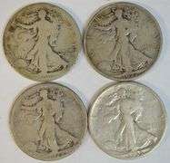 4 Better date Walking Liberty Half Dollars 1916 to 1933-S. Circs
