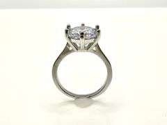 Ladies Sparkling Classic White Gold Plate 5 Ct CZ Ring