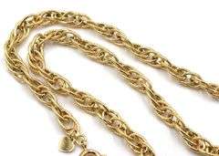 18kt Yellow gold textured finish fancy oval double link chain necklace