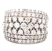 14kt White gold 2.50ctw multi row diamond wide band