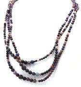 Multi color gemstone 3 strand necklace