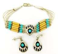 Sterling Designer Bear Claw Bracelet & Earrings