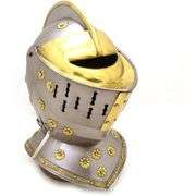 Medieval Knight Closed Helmet Steel and Brass Armor