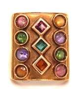 Nicely Designed 14K YG Ring with Colored Stones