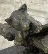 Bronze African Mountain Lion with Cub Statue Sculpture