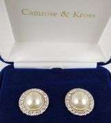 Camrose & Kross Jackie Kennedy Pearl Earrings & Box