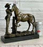 Hand Crafted Cowboy and his Trusted Horse Bronze Sculpture