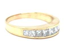 14kt Yellow gold 1ctw princess cut channel set dome band