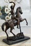 Man on Horse The Scalp Bronze Statue