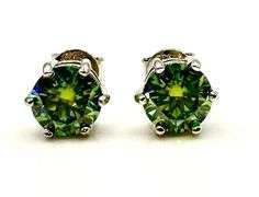 Lovely White Gold Plated 2 Ctw Paraiba Green Fire Moissanite Earrings