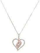 14kt White gold 0.45ctw two tone diamond heart shaped pendant on chain