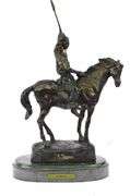 Native American on Horse with Spear Bronze Sculpture
