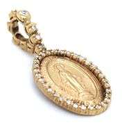 Nice 10K YG Miraculous Medal surrounded by Diamonds