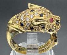 18K Yellow Gold Designer Panther Ring
