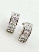 925 Sterling Silver Baguette Cut CZ  Oval Hoop Earrings
