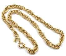 18kt Yellow gold textured finish fancy oval double link chain necklace