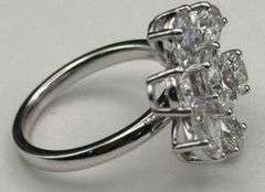 14K WHITE GOLD LAB DIAMOND FLOWER RING PEAR OVAL 4.62CT