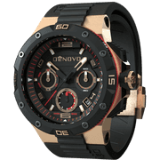 Denovo Swiss Made Men’s Watch, New in Box, Rose Gold PVD Case, 100m Water Resistance, Rubber Strap w