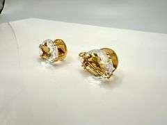 Sparkling 4 Kt Yellow Gold Plate 16 Cttw Pear Cut CZ Earrings