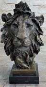 African Lion Bust Wildlife Bronze Sculpture