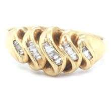 Estate 10K YG Dome Ring with Channel Set Diamonds