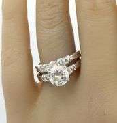 925 Sterling silver round cut cubic zirconia bridal set