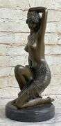 Nude Woman Kneels Bronze Statue
