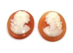 Lot of 2 Shell oval loose Cameos
