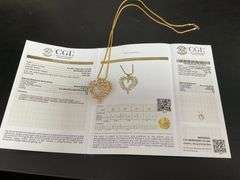 CERITIFIED 14K GOLD NECKLACE WITH DIAMOND PENDANT