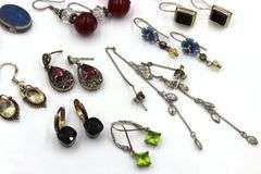 Vintage 925 sterling silver group lot of earrings