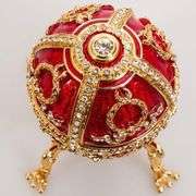 Gold Plated Fabergé-Style Trinket Box with Crystal Accents