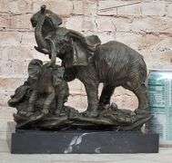 Elephant with Baby Wildlife Bronze Sculpture