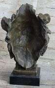 African Lion Bust Wildlife Bronze Sculpture