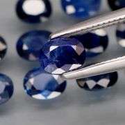 Richly colored! Heavy! 4.77ct navy blue Sapphire set -Heated only!