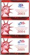 3 Complete 10-pc 2003, 2004, & 2005 SILVER Proof Sets. Original Packaging