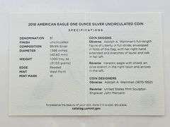 2018-W Burnished American Silver Eagle, OGP