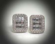 Exceptionally Nice 18K  Diamond Cluster Earrings