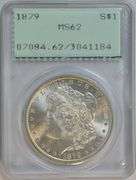 Choice BU 1879 Morgan Silver Dollar in 1st Generation PCGS MS62