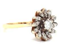 Estate 14K YG Swirl of Diamonds Cluster Ring