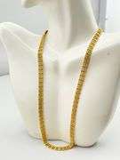 14KT Yellow Gold Handmade Textured Bricklay Link Pattern Necklace