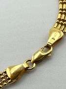 14KT Yellow Gold Handmade Textured Bricklay Link Pattern Necklace