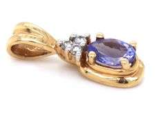 Feminine 14K YG Tanzanite & Diamond Earrings and Pendant