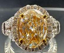 14K Two-tone Gold Oval Diamond Ring of 2.51 ct