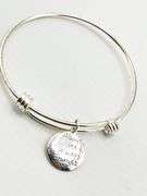 925 Sterling Silver Expandable Wire  "Always Sisters Always Friens " Charm Bangle