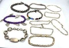 Group lot of 11 Vintage 925 sterling silver bracelets