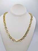 Huge Yellow Gold Plated Rolo Box  Chain Link Necklace