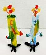 2 Italian Murano Art Glass Clown Figurines