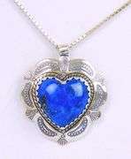 Southwest Sterling Lapis Heart Necklace