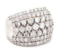 14kt White gold 2.50ctw multi row diamond wide band